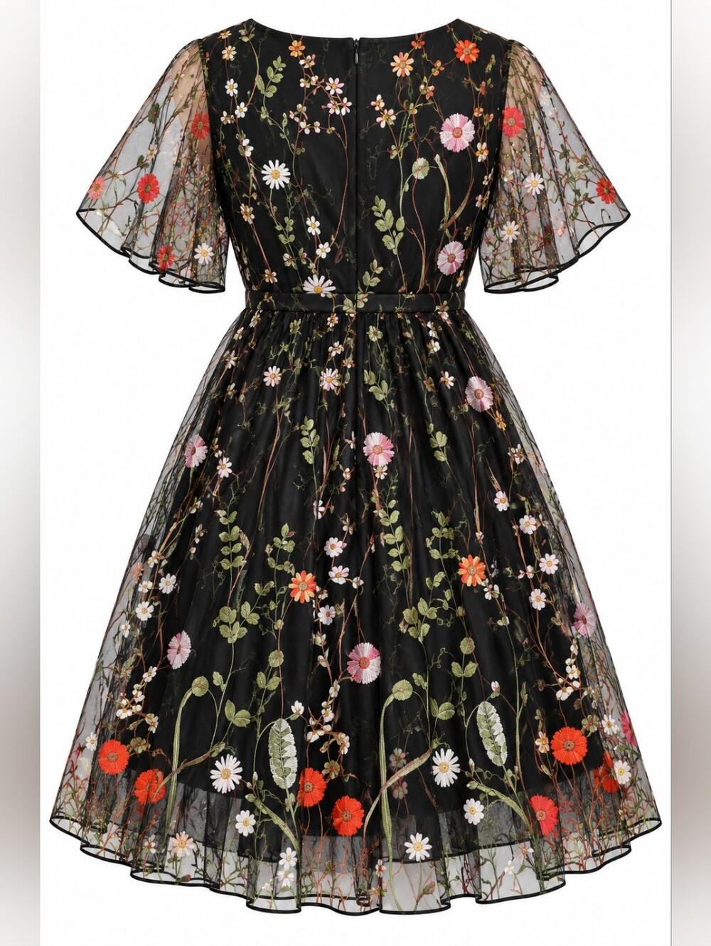 BloomChic                 Black Embroidered   Floral Midi Dress - Picture 2 of 3
